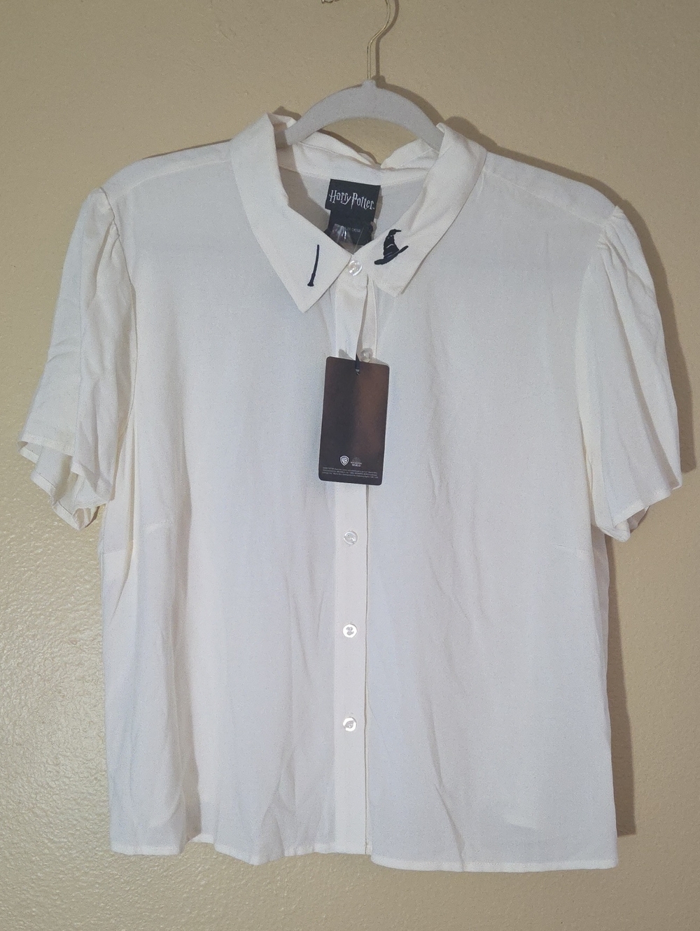 Harry Potter-Warner Bros. Cream Short-Sleeve Button-Down Shirt XL-NWT